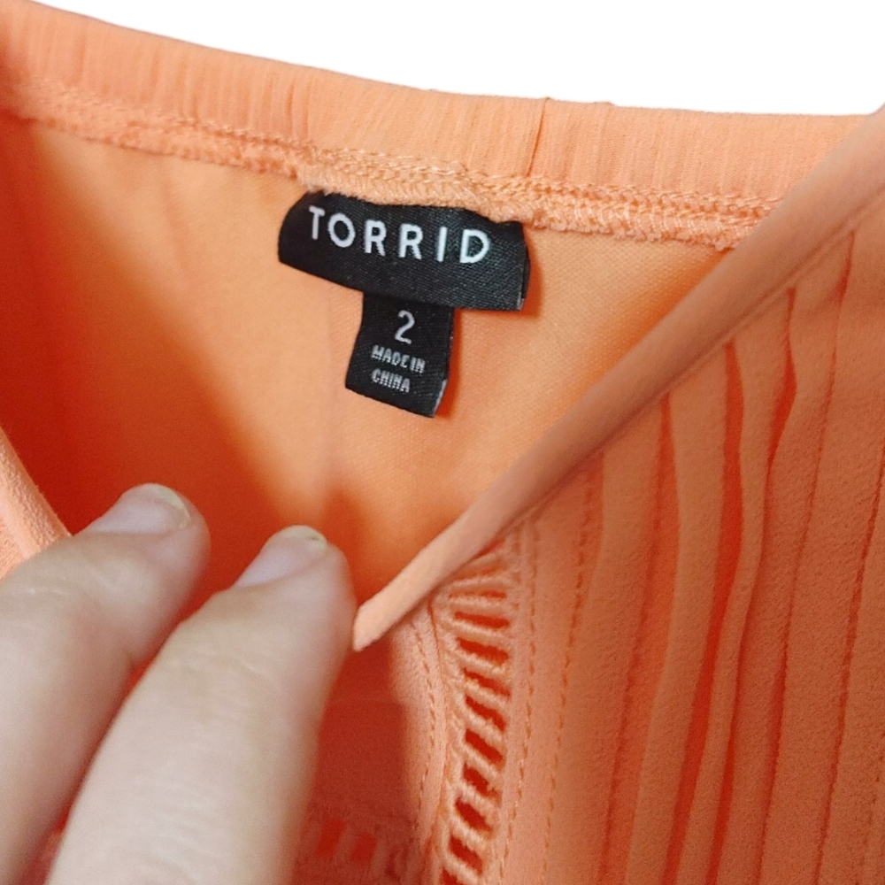 Torrid Coral Sleeveless Stretch Pleated Skirt Mini Dress Women's Size 2X - Picture 7 of 10